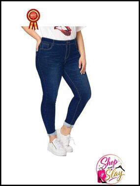 Plus Size High Waisted Skinny Jeans Ripped Stretchy Denim Jeggings
